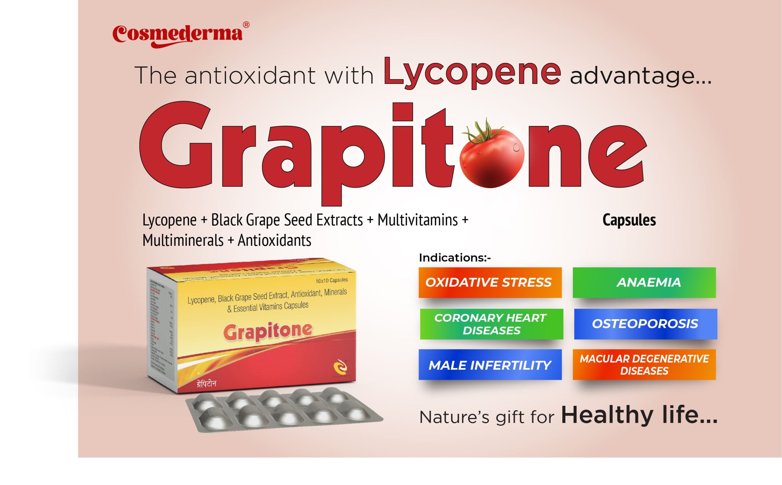 Lycopene + Black Grape Seed Extracts + Multivitamins + Multiminerals + Antioxidants