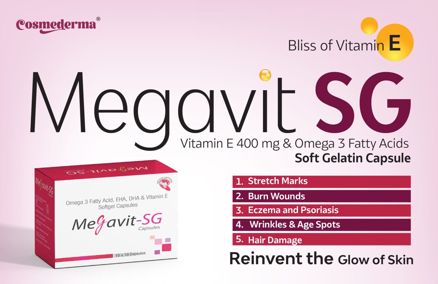 Omega 3 Fatty Acid, EHA, DHA, and Vitamin E Softgel Capsules